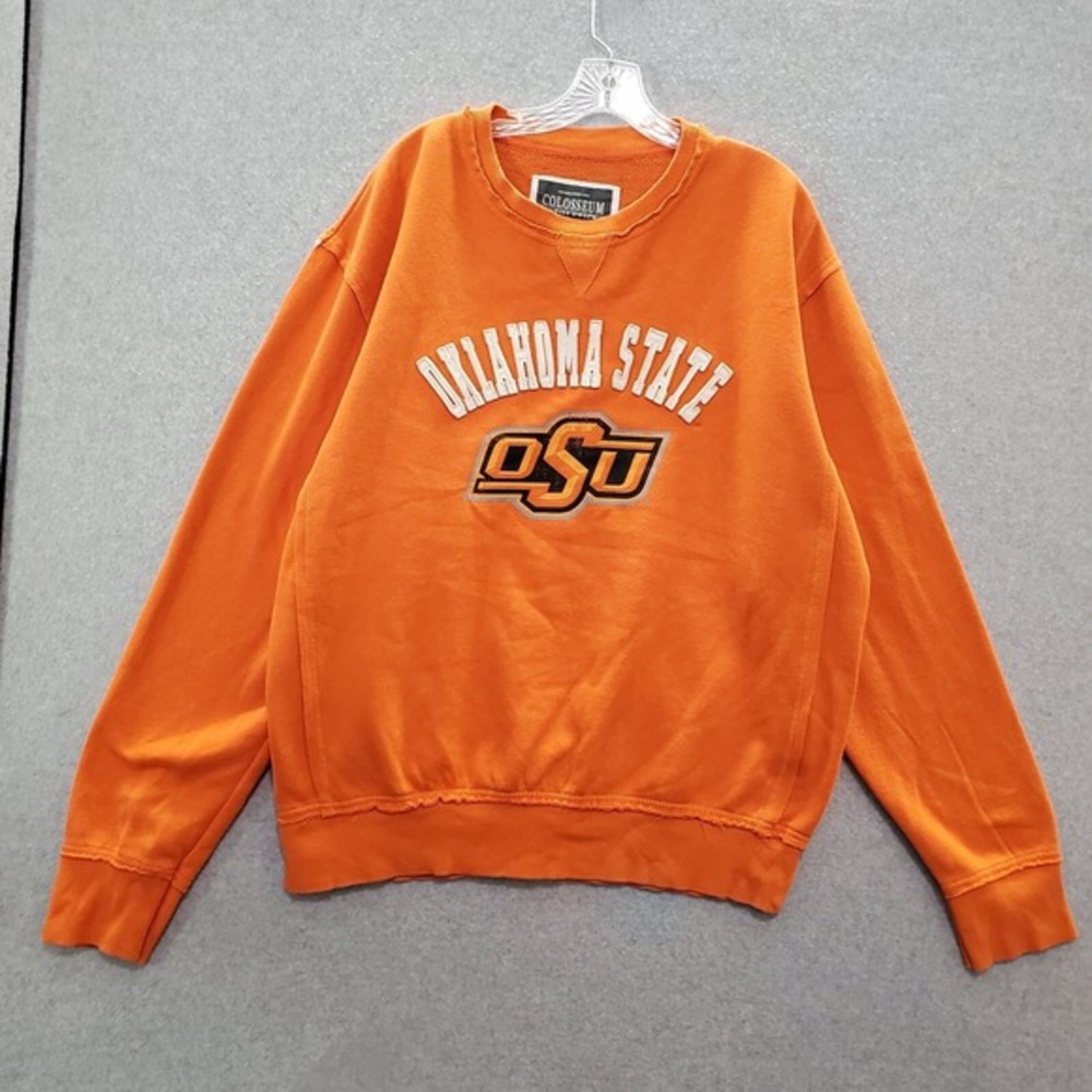 Oklahoma State University Men Sweatshirt‎ XL Orange Logo Crew Neck Pullover